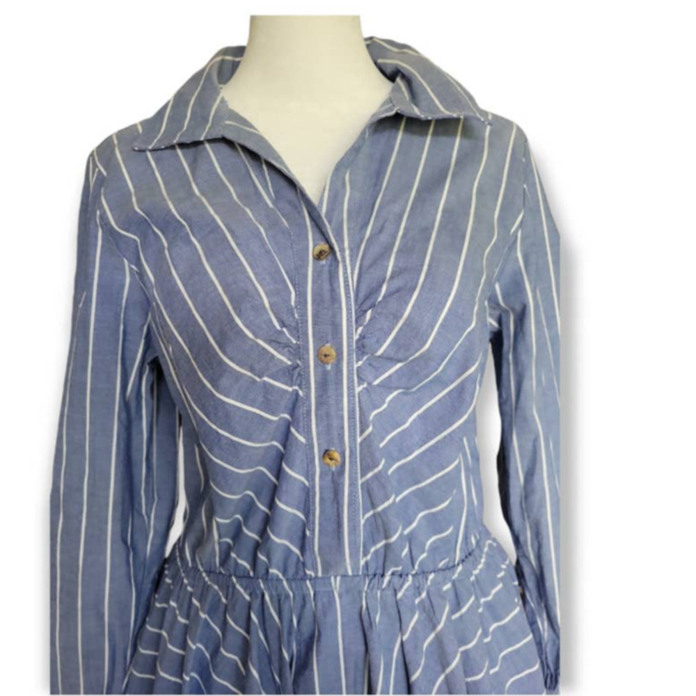 VENUS Fit and Flare Striped Shirt Dress Size Medium - Picture 4 of 10